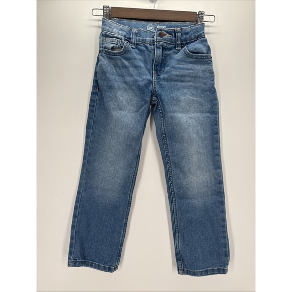 Boys Distressed Adjustable Waist Straight Leg Demin Blue Jeans Sz 6Wonder Nation - Picture 1 of 9